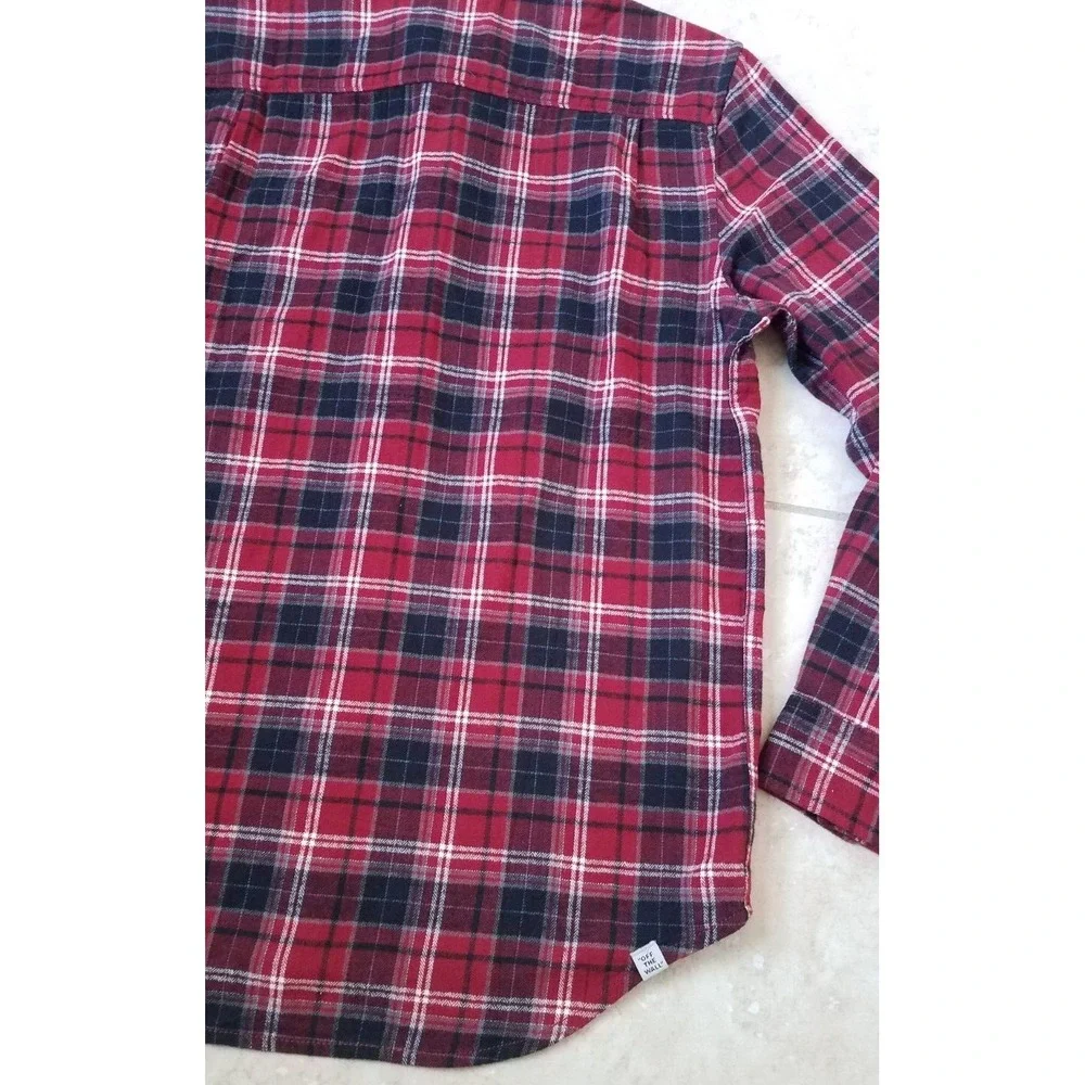 Vans Off the Wall Men Flannel Long Sleeve Button Up Shirt Red Plaid sz Small NEW
